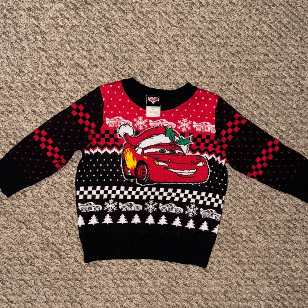 Cars Vintage Disney Christmas Knit Sweater Size 18m
